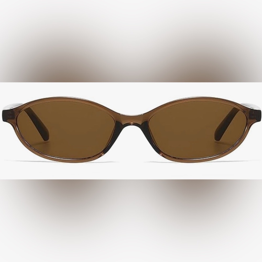 Women’s Retro 90s Narrow Oval Cat Eye Sunglasses Bundle | Black/Brown | New - Picture 5 of 7